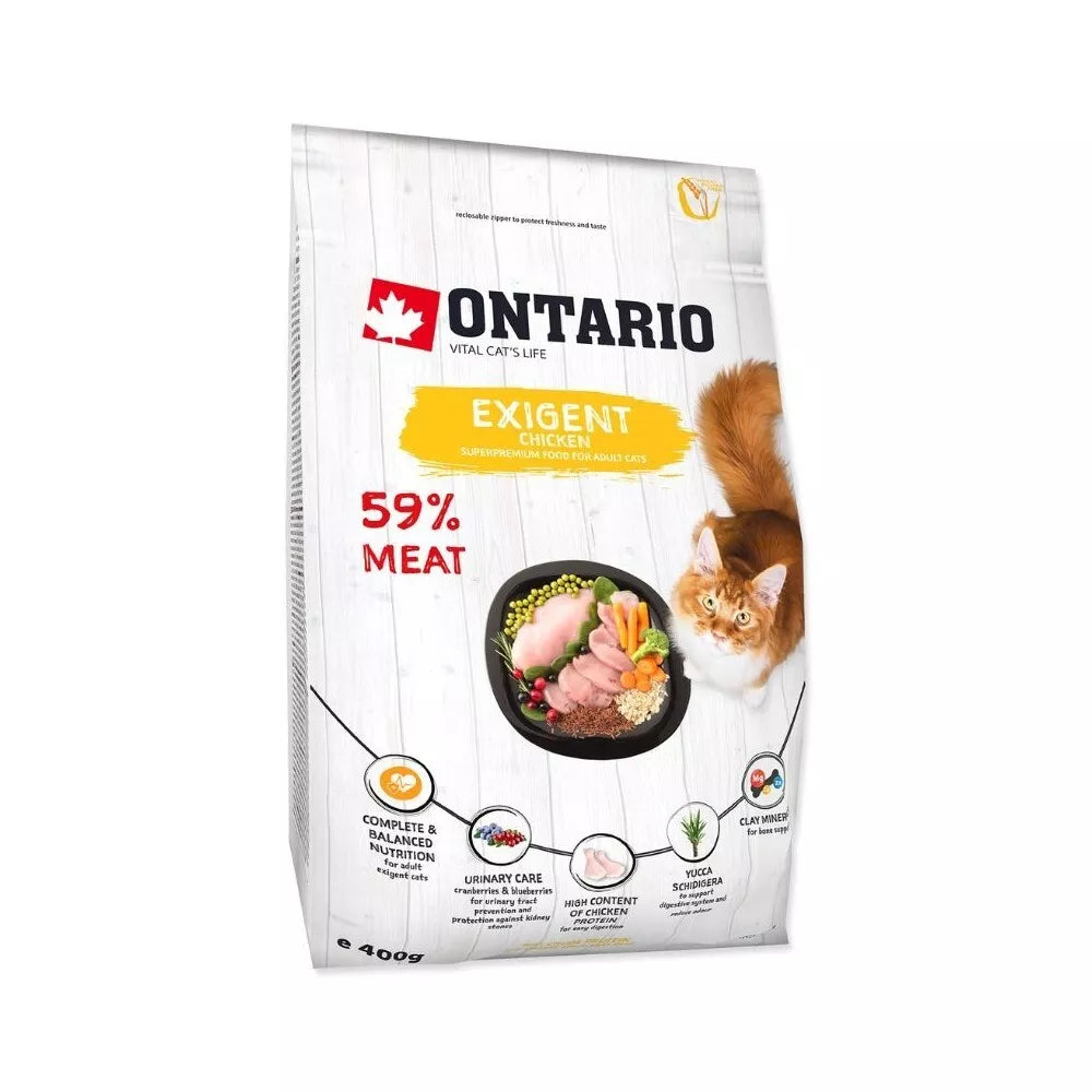 Ontario visavertis pašaras suaugusioms katėms Cat Exigent, 0,4 kg