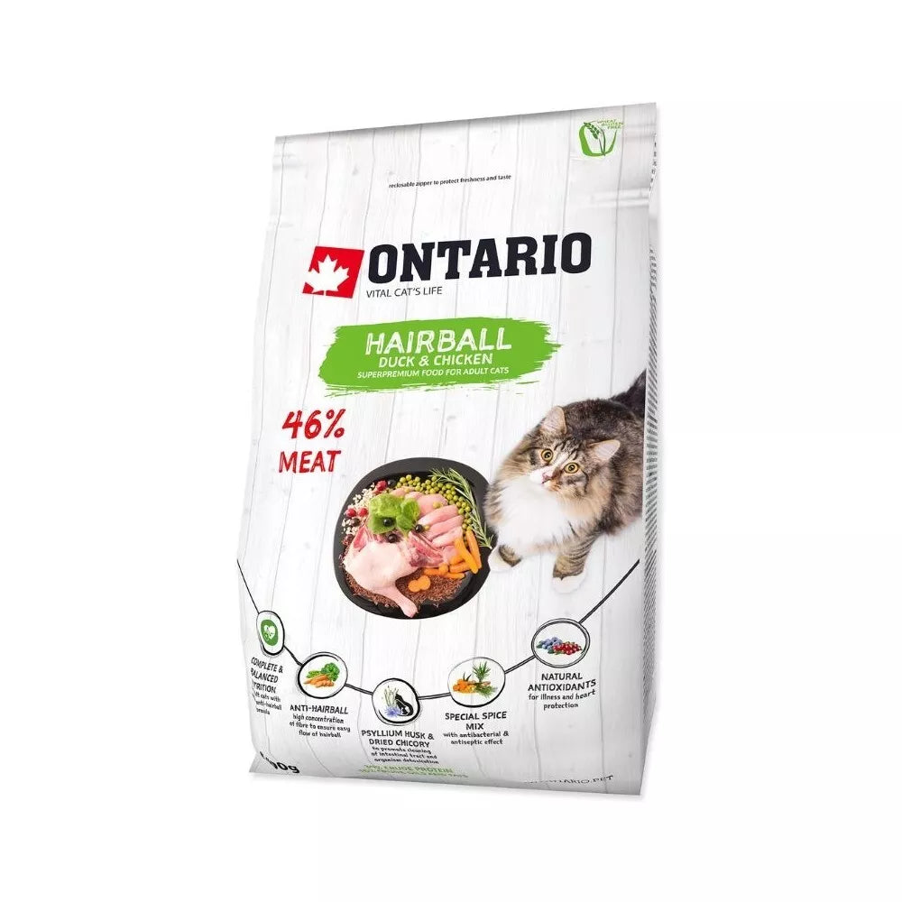 Ontario visavertis pašaras suaugusioms katėms Cat Hairball, 0,4 kg