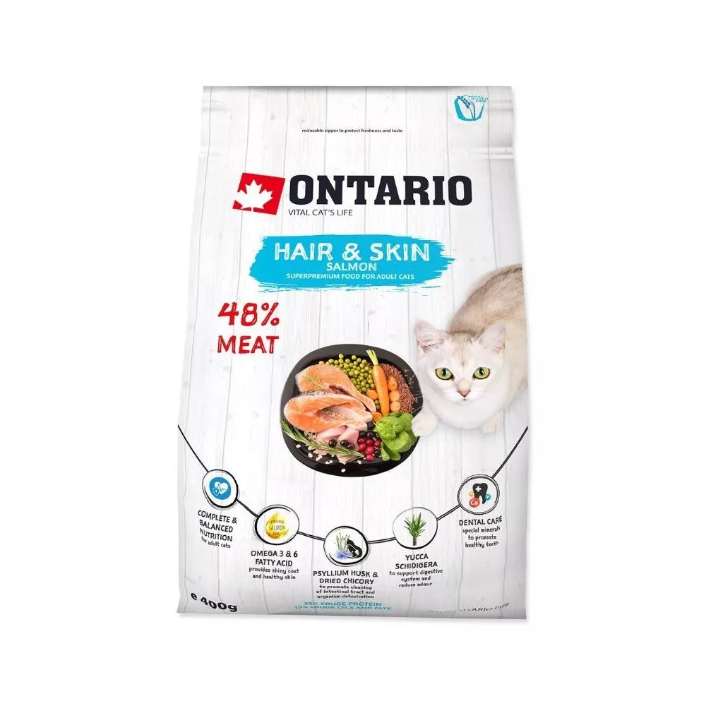 Ontario visavertis pašaras suaugusioms katėms Cat Hair&Skin, 0,4 kg