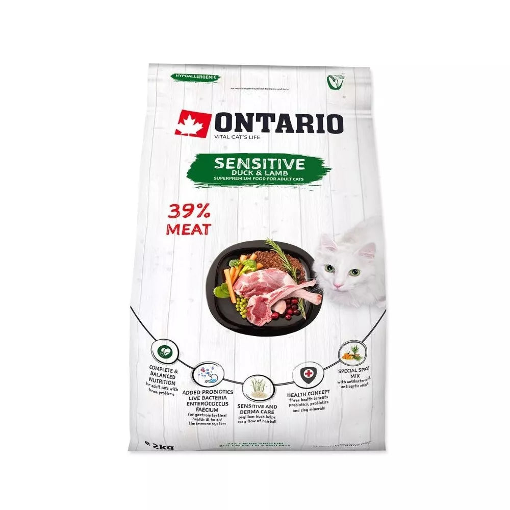Ontario visavertis pašaras suaugusioms katėms Cat Sensitive, 2 kg
