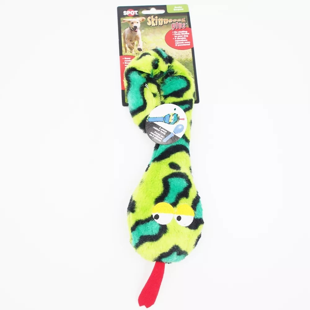 Pliušinis šuns žaislas – žalia gyvatė su cypsinuku