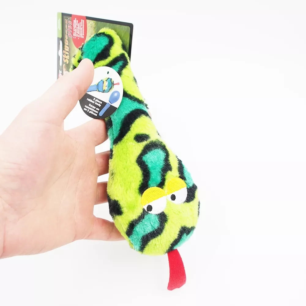 Pliušinis šuns žaislas – žalia gyvatė su cypsinuku