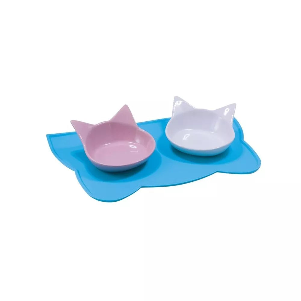 Silikoninis padėklas dubenėliams Gato, 44x25 cm, žydras