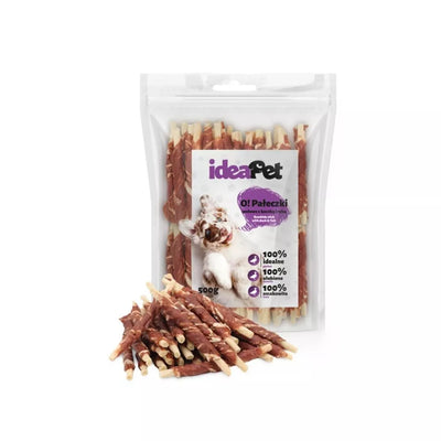 Skanėstas šunims galvijų odos pagaliukai su antiena ir žuvimi, 500 g