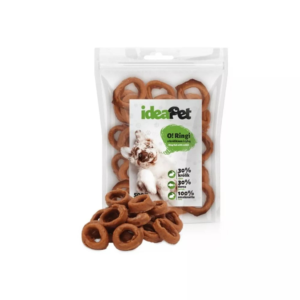 Skanėstas šunims žiedai su triušiena ir žuvimi, 500 g