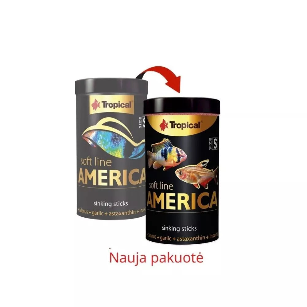 Tropical Soft Line America S maistas visaėdėms ir mėsėdėms Amerikos žuvims, minkštas 100 ml