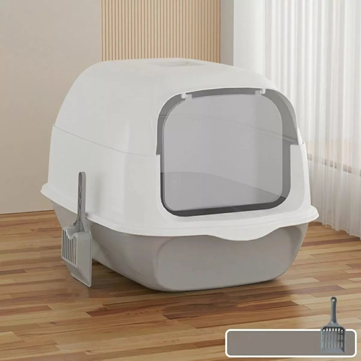 Uždara kačių kraiko dėžė su kastuvėliu