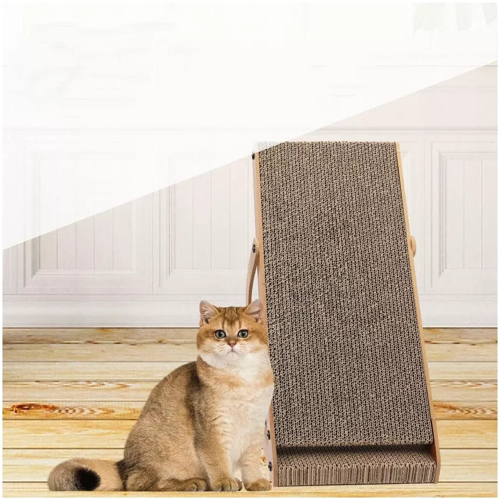 Vertikali kačių draskyklė su mediniu rėmu ir žaisliuku