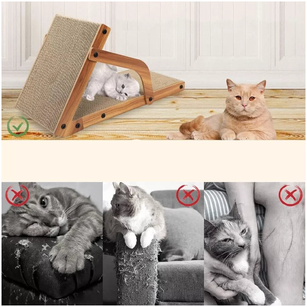 Vertikali kačių draskyklė su mediniu rėmu ir žaisliuku